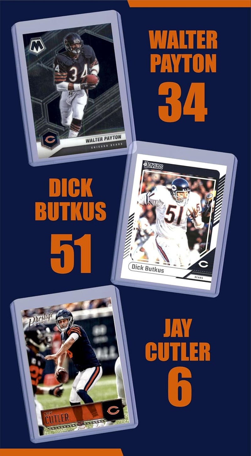 Chaser Chicago Bears Football Legends Cards: Walter Payton, Dick Butkus, Jay Cutler, Mike Ditka, Gale Sayers, Devin Hester, Mike Singletary, Brian Urlacher, Dan Hampton (9) Assorted GOAT Card Hall of Fame Gift Pack - Image 2